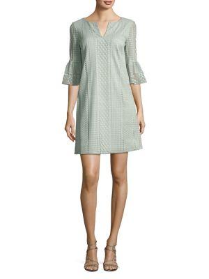 Adrianna Papell Vintage Striped Lace Shift Dress