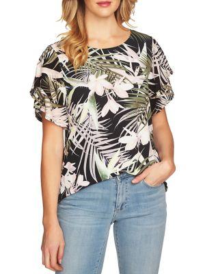 Cece Soft Palms Ruffle Top