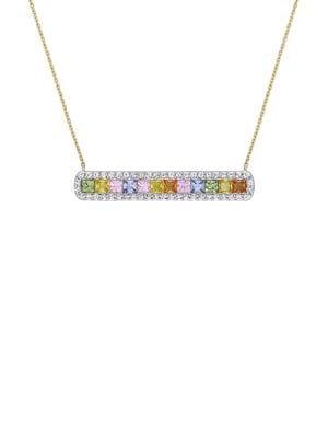 Sonatina 14k Yellow Gold & Multicolored Sapphire Bar Necklace