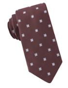 Black Brown Narrow Geometric Dotted Embroidered Tie