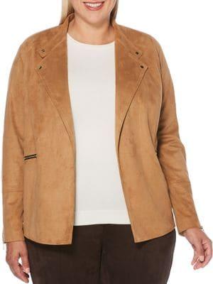 Rafaella Plus Open-front Faux Suede Jacket