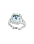 Effy Final Call Aquamarine, Diamond And 14k White Gold Ring