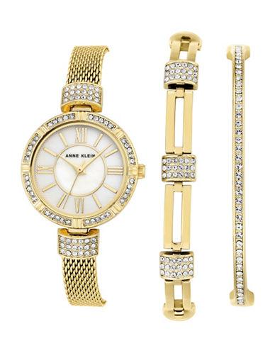 Anne Klein Swarovski Crystal Paved Watch & Bracelet- Set Of 3