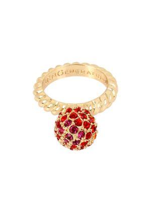 Bcbgeneration Pink And Red Crystal Strawberry Solitaire Ring