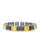 Lord & Taylor Tri-tone Stainless Steel Ribbed Bracelet