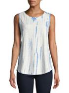 Lord & Taylor Petite Ribbed Brush-print Tank Top