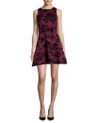 Design Lab Lord & Taylor Floral Velvet Fit-&-flare Dress