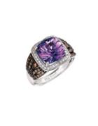 Levian Diamond, Amethyst And 14k White Gold Solitaire Ring