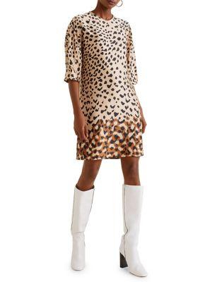 Mango Leopard-print Satin Shift Dress