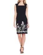 Tahari Arthur S. Levine Portrait Neck Embroidered Sheath Dress