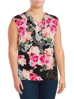 Calvin Klein Plus Floral Crossover V-neck Top