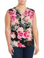 Calvin Klein Plus Floral Crossover V-neck Top