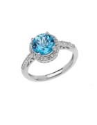 Lord & Taylor Sterling Silver Blue And White Topaz Ring