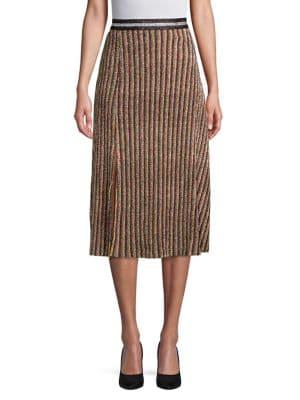 Design Lab Striped Metallic Midi Skirt