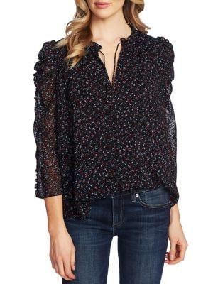 Cece By Cynthia Steffe Printed Ruffle Top