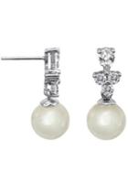 Majorica 10mm White Pearl & Crystal Drop Earrings