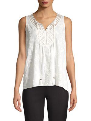 Daniel Rainn Embroidered Lace Cotton Top