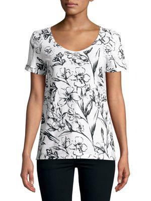 Lord & Taylor Floral-print Cotton Tee