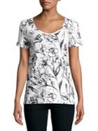 Lord & Taylor Floral-print Cotton Tee