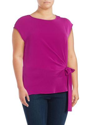 Vince Camuto Plus Side-tie Mixed-media Top
