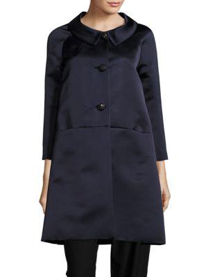 Barbara Tfank Solid Button-down Trapeze Coat