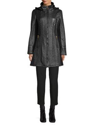 Via Spiga Quilted Herringbone A-line Coat