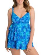 Shape Solver Reflections Printed Tiered Swimdress