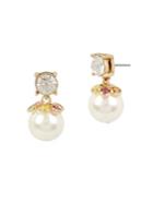 Betsey Johnson Brooklyn Faux Pearl & Crystal Studded Drop Earrings