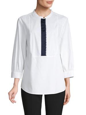 Donna Karan Trimmed Placket Blouse