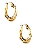 Anne Klein Gold Plated Three Ring Hoop Earrings