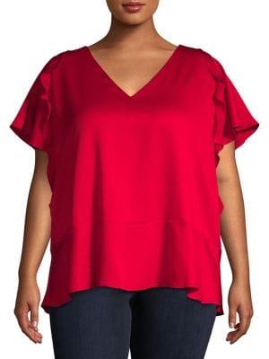 Michael Michael Kors Plus Short-sleeve Ruffled Top