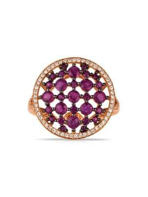 Marco Moore 14k Rose Gold, Ruby & 0.23 Tcw Diamond Statement Ring