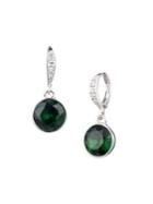Givenchy Silvertone & Crystal Round Drop Earrings