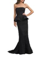 Adrianna Papell Strapless Pleated Peplum Gown