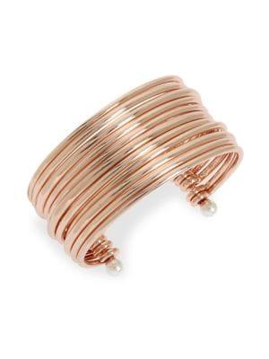 Bcbgeneration Rose-goldtone Beaded Multi-row Cuff Bracelet