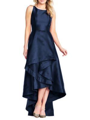 Adrianna Papell Mikado High-low Halter Gown