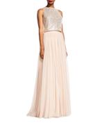 Adrianna Papell Two-piece Sequined Gown