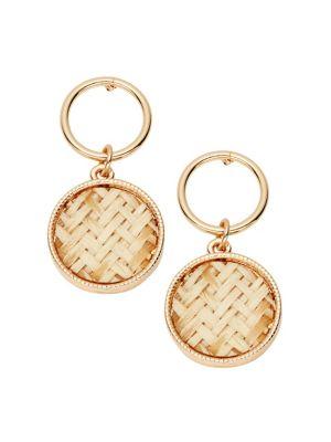 Design Lab Goldplated Double Basketweave Disc Drop Earrings