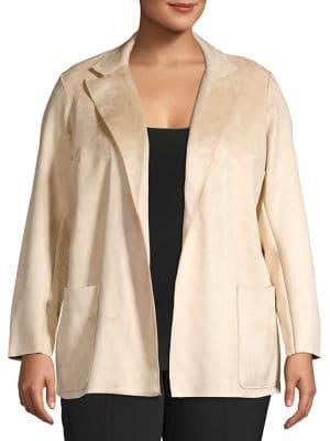 Premise Plus Open-front Faux Leather Blazer