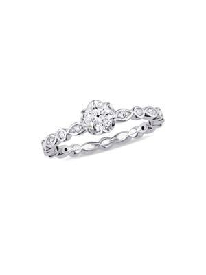Sonatina 14k White Gold & 0.5 Tcw Diamond Raised Scalloped Engagement Ring With Marquise Design Gallery