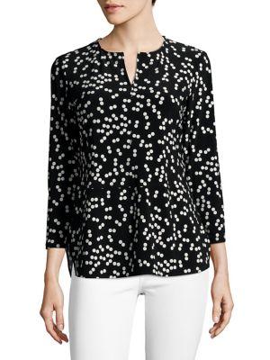 Anne Klein Polka Dot Quarter-sleeve Blouse