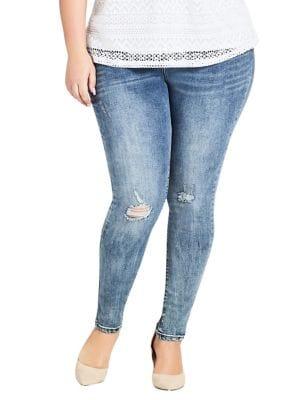 City Chic Plus Asha Faded Skinny Jeans