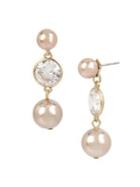 Miriam Haskell Grey Faux Pearl And Glass Stone Linear Drop Earrings