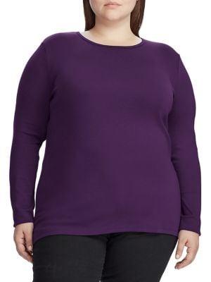 Lauren Ralph Lauren Plus Slim-fit Stretch Long-sleeve Tee