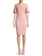 Quiz Ruffled-sleeve Off-the-shoulder Bodycon Dress