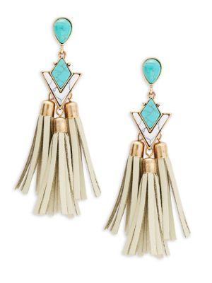 Design Lab Lord & Taylor Turquoise Tassel Drop Earrings