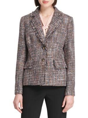 Donna Karan Tweed Button Front Jacket