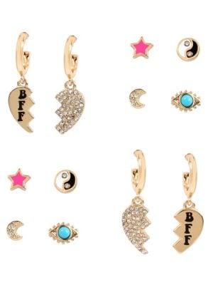 Bcbgeneration Bff 6-pair Goldtone & Crystal Yin Yang Drop & Stud Earrings