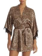 In Bloom Cheetah Lace-trimmed Satin Wrap