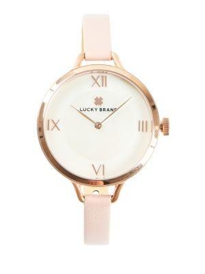 Lucky Brand Indio Stainless Steel & Suede-strap Watch
